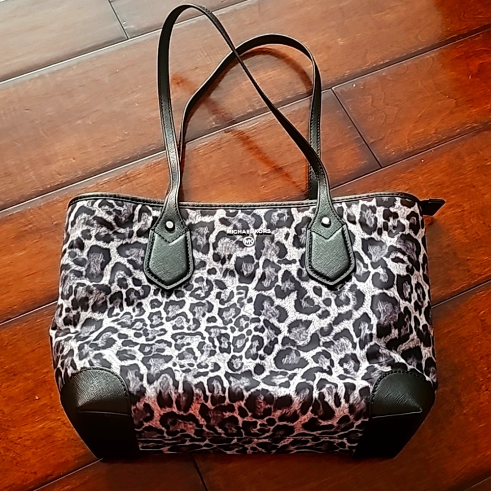 Michael kors black and Grey leopard tote